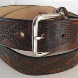 CEINTURE BRUN CUIR MOTIF AIGLE  SUDISTE  USA - Ref.069