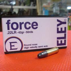 lot de 100 cartouches 22lr de ELEY FORCE a balle lourde de 42 gr pour semi auto