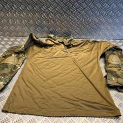 chemise t shirt tactique avec coudieres mil-tec warrior multicam taille m 10513555