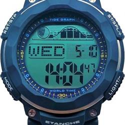 Montre Outdoor Étanche avec Indicateur de Marée Phases de Lune et Chronomètre pour Pêche et Nautisme