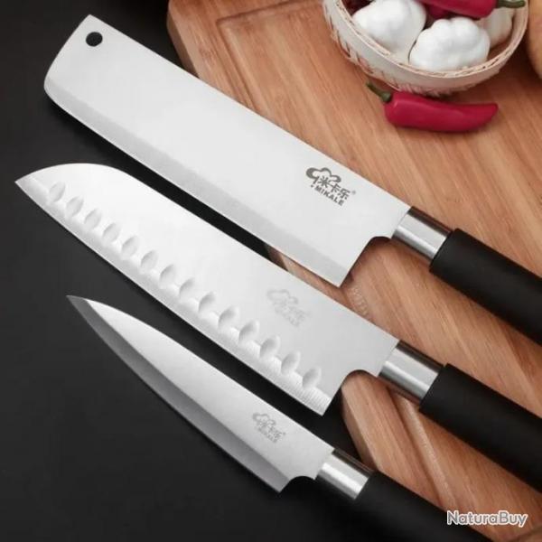 Ensemble de couteaux de cuisine opaque Santoku Nakiri -* 3 PCS Set-*LIVRAISON GRATUITE !!!