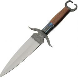 Couteau Dague Manta Hunter Lame Forgée Acier 1045 Manche Bois Etui Cuir PA4460