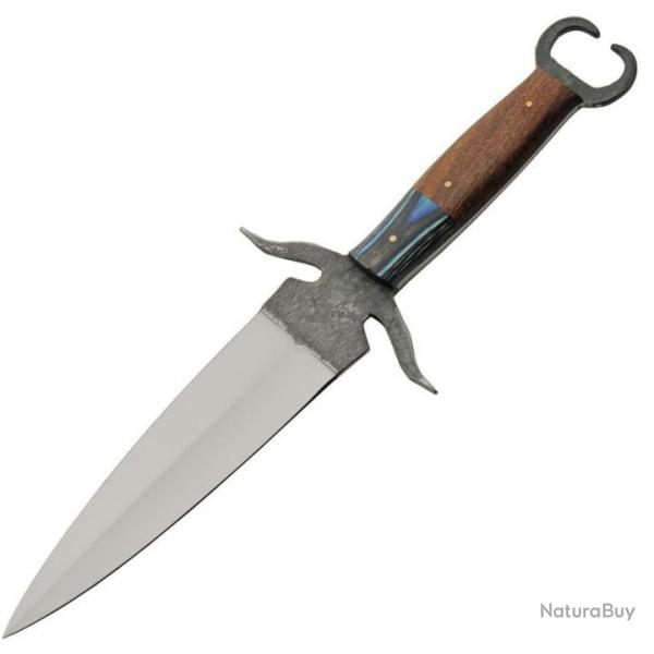 Couteau Dague Manta Hunter Lame Forge Acier 1045 Manche Bois Etui Cuir PA4460