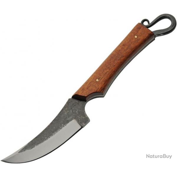 Couteau Skinner Forged Pitch Lame Forge Acier 1045 Manche Bois Etui Cuir PA4459