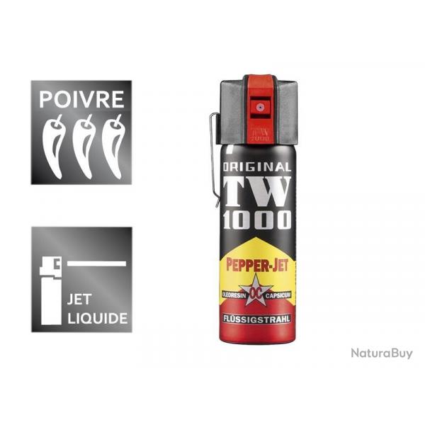 BEL2117 LOT DE 6 AEROSOLS DE DEFENSE JET LIQUIDE POIVRE TW 1000 "CLASSIC" 63ML NEUF