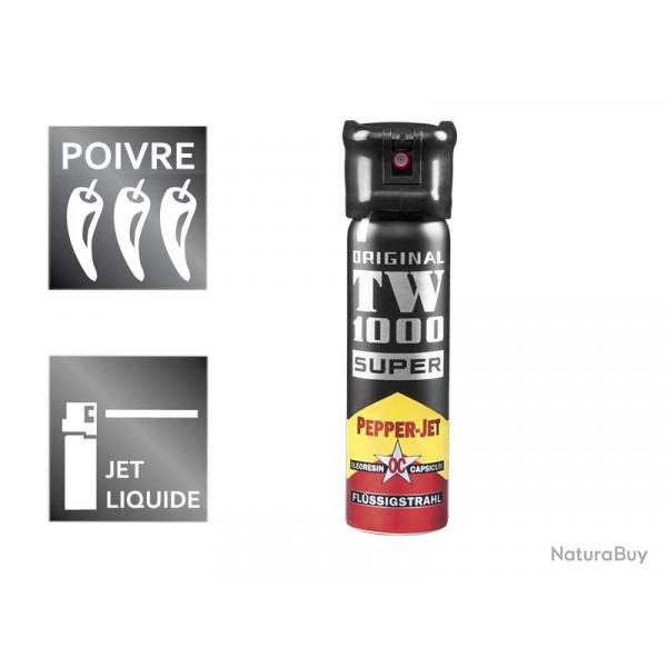 BEL2118 LOT DE 6 AEROSOLS DE DEFENSE POIVRE JET LIQUIDE TW 1000 "SUPER" 63ML NEUF