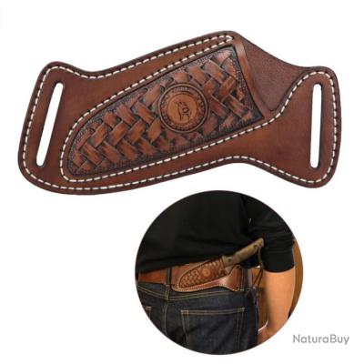 Gaine cuir pour couteau droit - Fait main. (4) - Etuis, fourreaux et