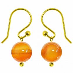 Boucles d'oreilles pendantes dorées perle cornaline