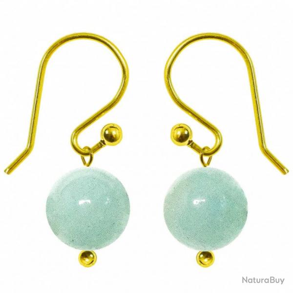 Boucles d'oreilles pendantes dores perle amazonite