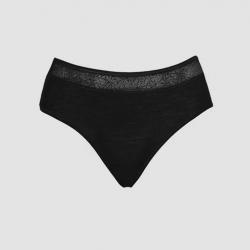 Culotte femme noire avec dentelle en laine mérinos et soie noir  36