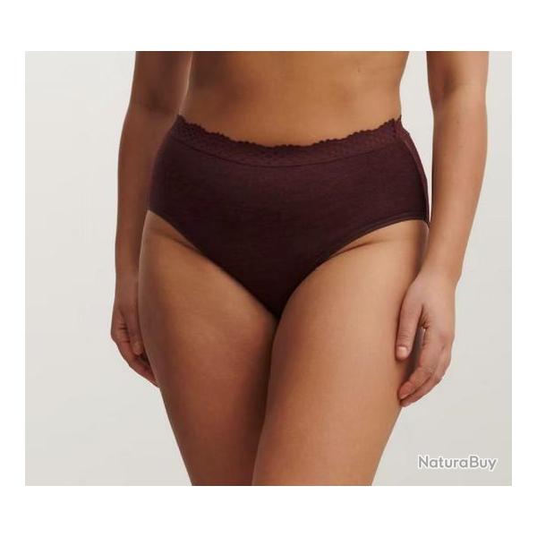 Culotte femme noire avec dentelle lastique en laine mrinos et soie 36 Bordeaux