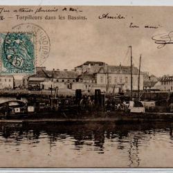 CPA - CHERBOURG TORPILLEURS DANS LES BASSINS- N&deg;1263