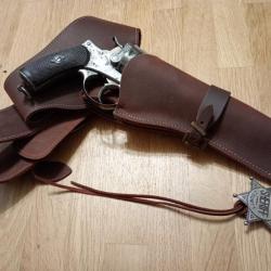 Ceinturon cowboy holster cuir