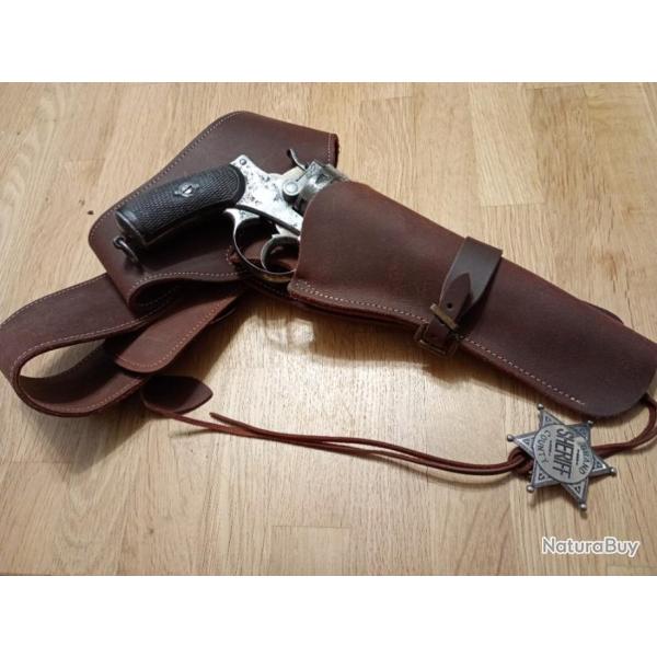 Ceinturon cowboy holster cuir