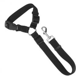 Ceinture de Sécurité pour Animaux Ajustable en Nylon Résistant Noir Idéale pour Chien Chat