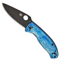 Couteau "Tenacious" D2 / titanium bleu, Lame acier inox noir [Spyderco]