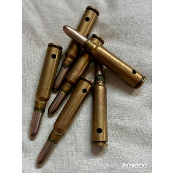 Lot de 6 cartouches neutralises GP90, 7,5x53,5mm, pour manipulation fusil Rubin Schmidt 1889