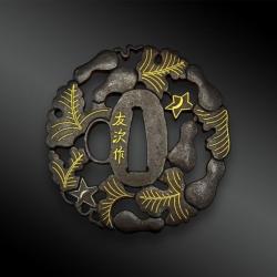 TSUBA Maru Gata - Japon - Période Edo (1603-1868) - signé Tomotsugu