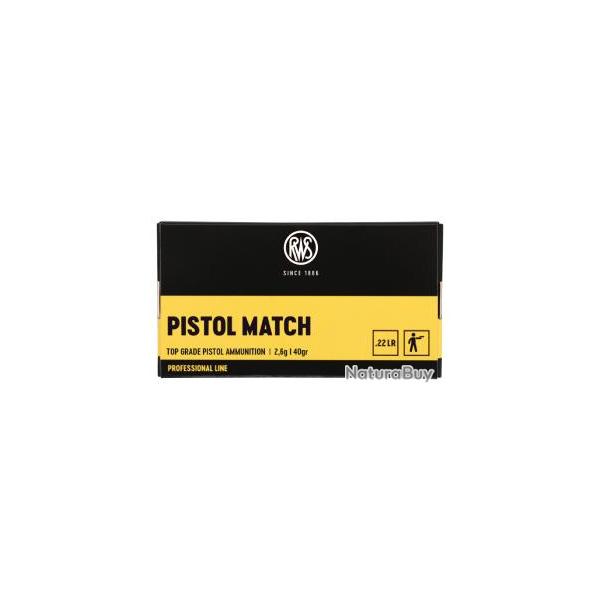 CARTOUCHES RWS PISTOL MATCH CAL 22LR 40GR X50