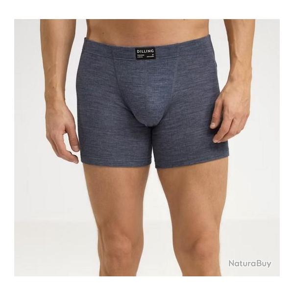 Boxer Homme maille larges ctes en pure laine mrinos BIO S (small) bleu GRANIT