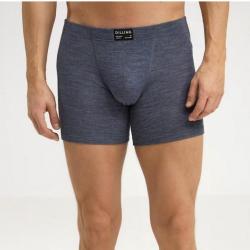 Boxer Homme maille larges côtes en pure laine mérinos BIO M (médium) bleu GRANIT