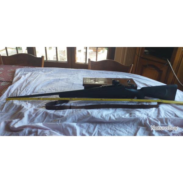 Je vends une carabine de chasse remington calibre 300 magnum quipe d'un point rouge .