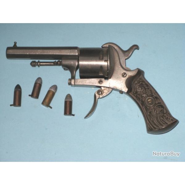 Revolver type Lefaucheux 19me sicle en 7 mm  broche,