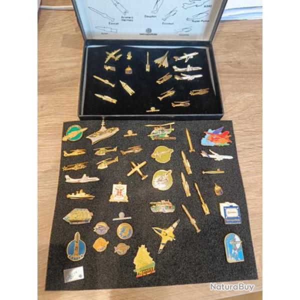 Collection de pin's vintage aero spatiale et marine divers militaria