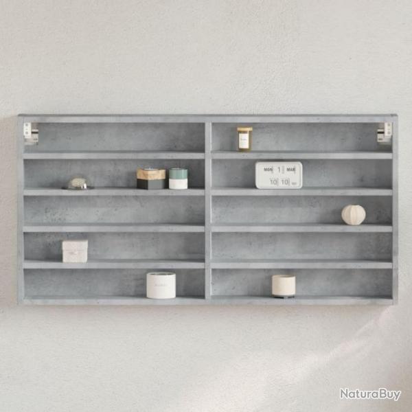 Armoire  vitrine gris bton 100x8,5x50 cm bois d'ingnierie