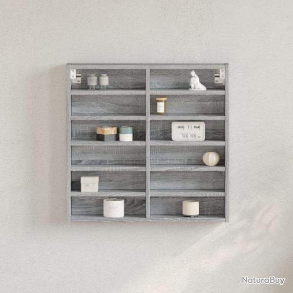 Armoire  vitrine sonoma gris 60x8,5x58 cm bois d'ingnierie