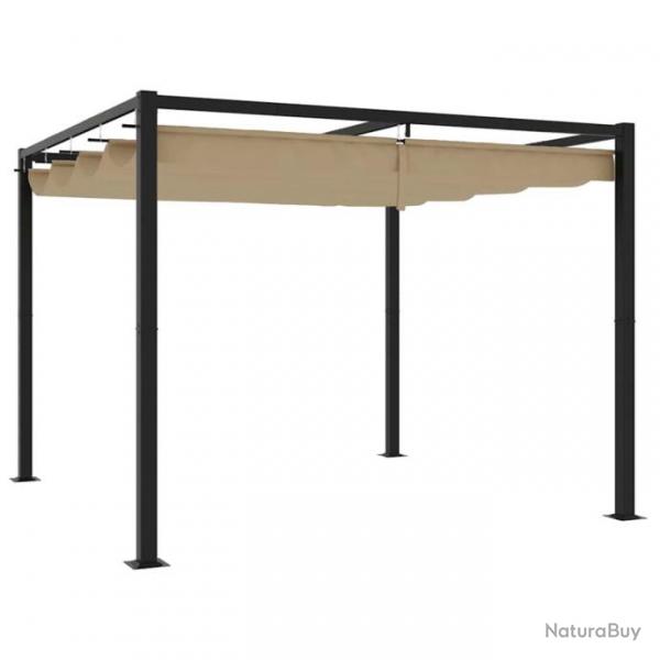 Tonnelle de jardin avec toit rtractable taupe 3x3 m acier