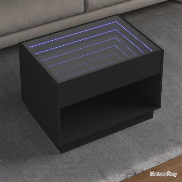 Table basse avec LED infini noir 70x50x50 cm