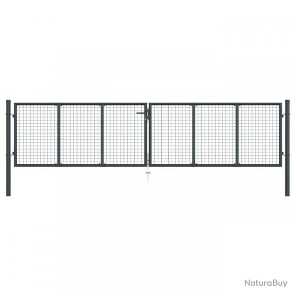Portail en maille de jardin Acier galvanis 400 x 150 cm Gris