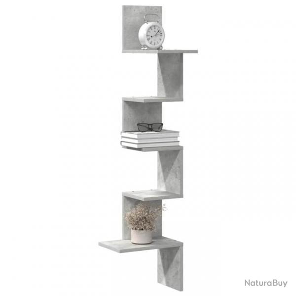 tagre murale d'angle gris bton 32x32x127,5cm bois ingnierie