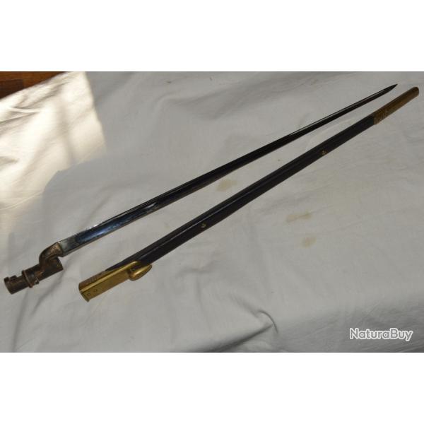 BAIONNETTE ANGLAISE MOD.1876-MARTINI ENFIELD-MARTINI METFORD-MARTINI HENRY-RARE FOURREAU EN CUIR