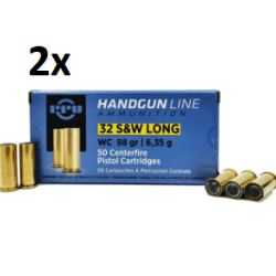 Lot de deux boîtes PPU 32 S&W long 98grs WC