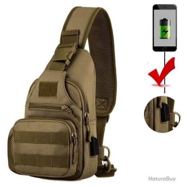 Sac  dos EDC Molle pour voyage et randonne charge USB* KAKI*LIVRAISON GRATUITE !!!