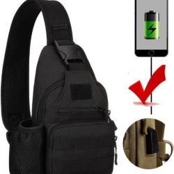 Sac à dos EDC Molle pour voyage et randonnée charge USB* NOIR*LIVRAISON GRATUITE !!!