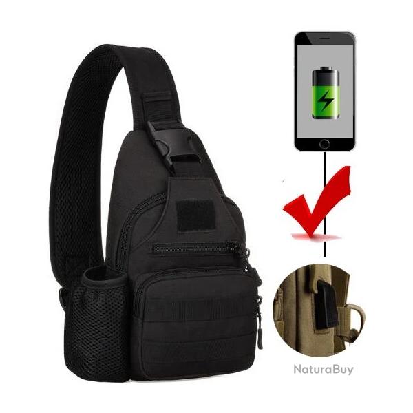 Sac  dos EDC Molle pour voyage et randonne charge USB* NOIR*LIVRAISON GRATUITE !!!