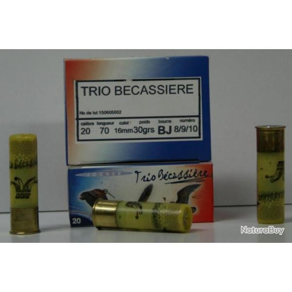 CARTOUCHE JOCKER TRIO BECASSIERE BOURRE JUPE 30GR PLOMBS DE 8/9/10 CAL. 20/70 X10