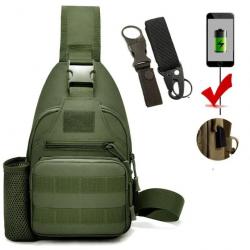 Sac à Dos Anti-Vol avec Chargeur USB* petit sac et 2 crochet  USB ARMY GREEN*LIVRAISON GRATUITE !!!