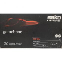 Cartouches SAKO GAMEHEAD 243 Win. Soft Point 100grs 113E - Boite de 20 unités