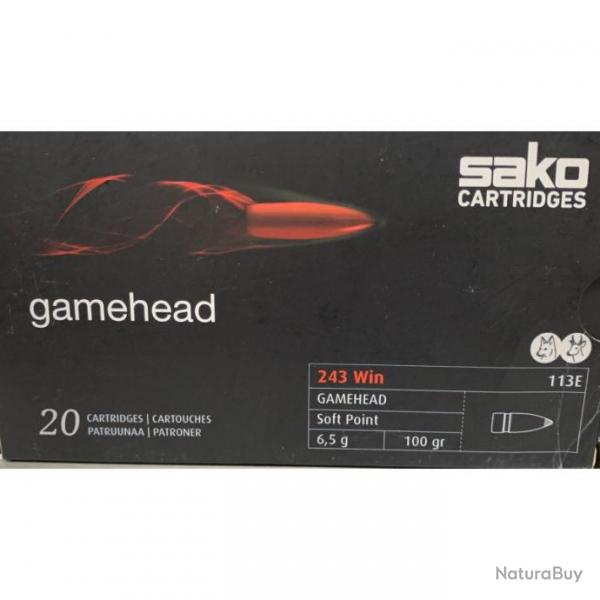 Cartouches SAKO GAMEHEAD 243 Win. Soft Point 100grs 113E - Boite de 20 units