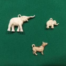 lot de 3 anciens pendentifs animaliers des années 1970