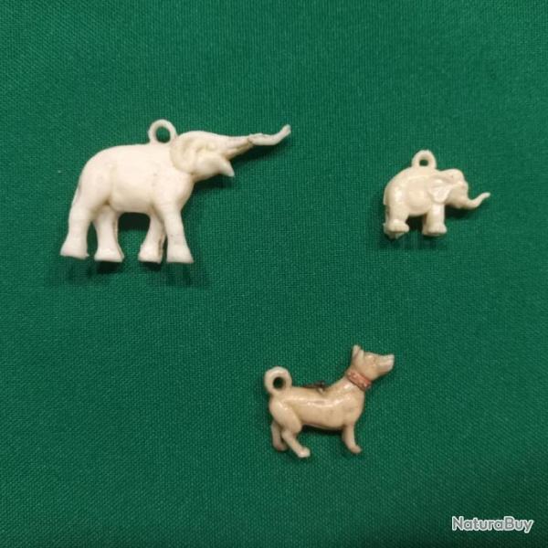 lot de 3 anciens pendentifs animaliers des annes 1970