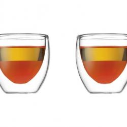 BEL2197 SET DE 2 VERRES 8CL BODUM "PAVINA" DOUBLE PAROI MAINTIENT AU CHAUD OU AU FROID NEUF