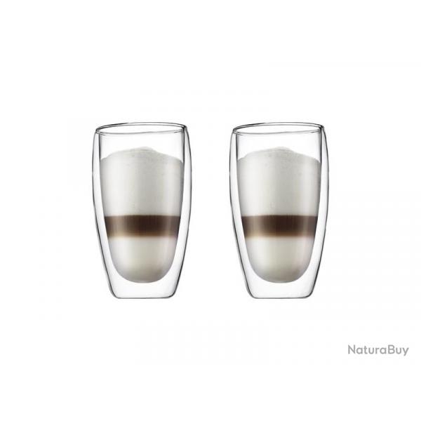 BEL2199 SET DE 2 VERRES 45CL BODUM "PAVINA" DOUBLE PAROI MAINTIENT AU CHAUD OU AU FROID NEUF