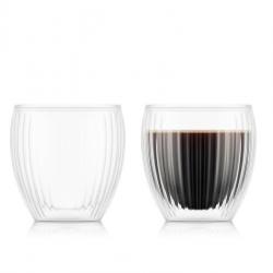 BEL2200 SET DE 2 VERRES STRIES 20CL BODUM "PAVINA" DOUBLE PAROI MAINTIENT AU CHAUD OU AU FROID NEUF