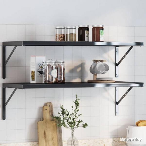 Supports d'tagres 4 pcs 40x2,5x25 cm noir acier inoxydable