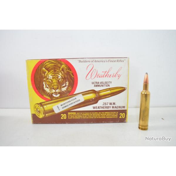 1 Boite de Balles Weatherby Calibre 257 W.M Soft Point 87gr